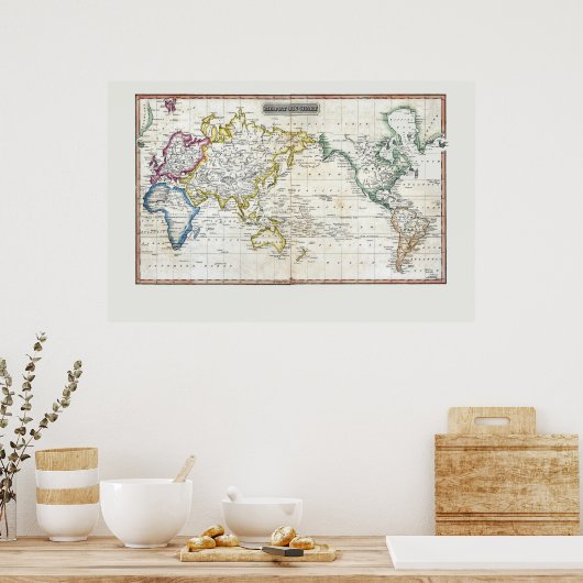 Poster Carte du monde 1817 (Cuisine)