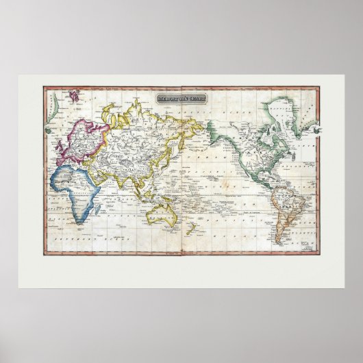 Poster Carte du monde 1817 (Devant)