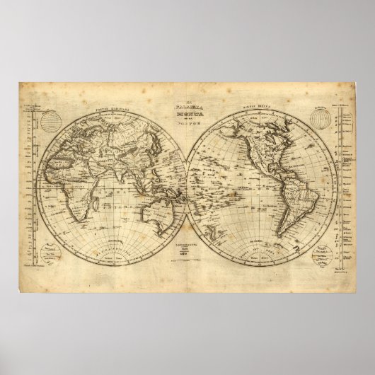 Poster Carte du monde 1840 (Devant)
