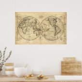 Poster Carte du monde 1840 (Cuisine)