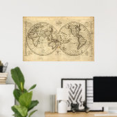Poster Carte du monde 1840 (Bureau à domicile)