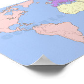 Poster Carte du monde 1984 marquée (Coin)