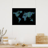 Poster carte du monde à bandes minces (Cuisine)