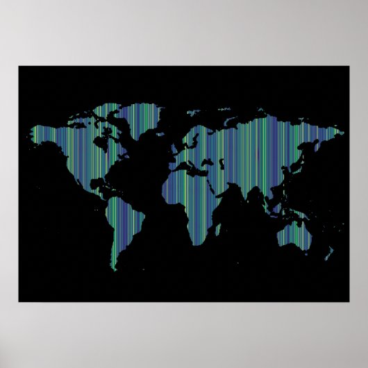 Poster carte du monde à bandes minces (Devant)