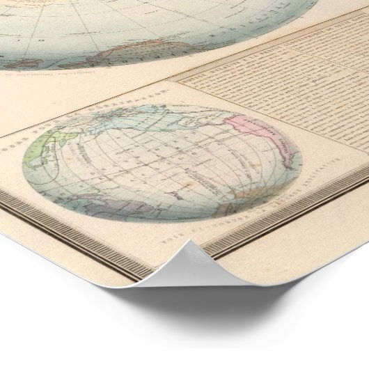 Poster Carte du monde à double hémisphère (Coin)