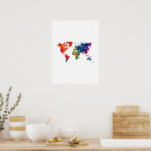 Poster Carte du monde à l'aquarelle (Cuisine)