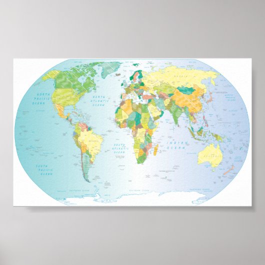 Poster Carte du monde à rayures (Devant)