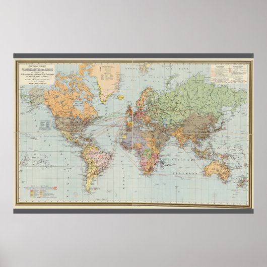 Poster Carte du monde allemande (1899) (Devant)