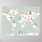 Poster Carte du monde animal (Devant)