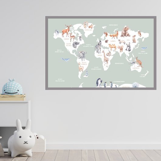 Poster Carte du monde animal