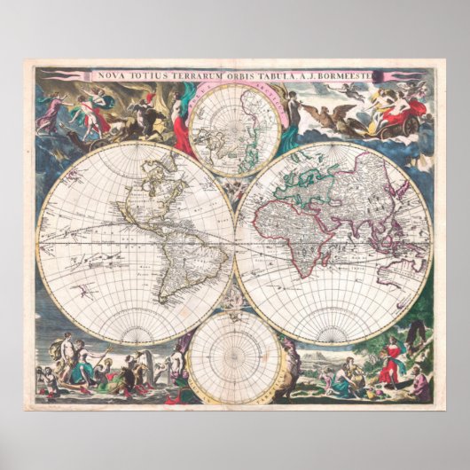 Poster Carte du monde antique à double hémisphère (Devant)