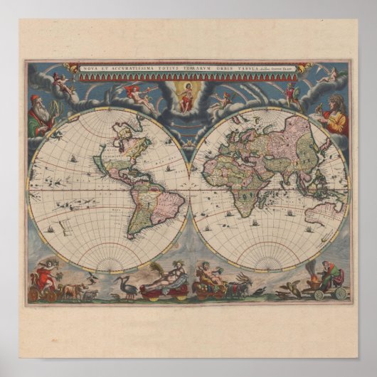 Poster Carte du monde antique : Art de la cartographie hi (Devant)