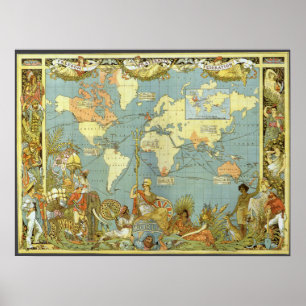 Poster Carte du monde antique de l'Empire britannique, 18