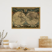 Poster Carte du monde antique par Joan Blaeu, vers 1664 (Cuisine)