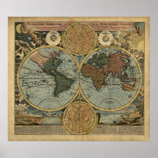 Poster Carte du monde antique par Johann Baptist Homann,  (Devant)