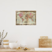 Poster Carte du monde antique par John Colton, vers 1854 (Cuisine)