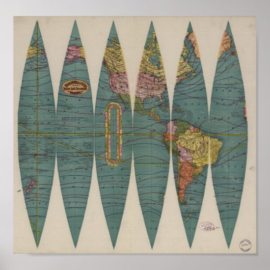 Poster Carte du monde antique Rand McNally 1891 (Devant)