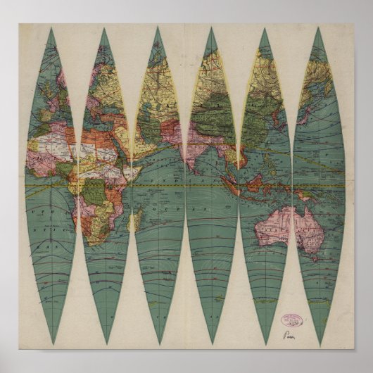Poster Carte du monde antique Rand McNally 1891 (Devant)