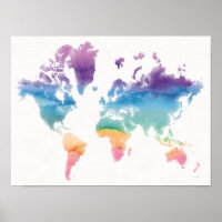Carte du monde aquarelle