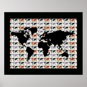 Poster carte du monde avec motif