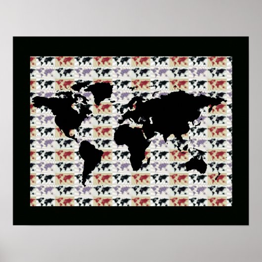 Poster carte du monde avec motif (Devant)