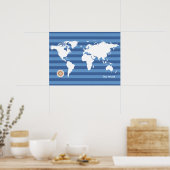Poster carte du monde avec rayures (Cuisine)