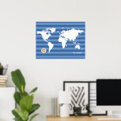 Poster carte du monde avec rayures (Bureau à domicile)