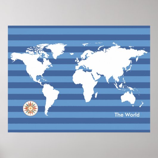 Poster carte du monde avec rayures (Devant)