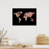 Poster carte du monde avec rayures (Cuisine)