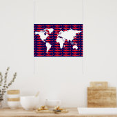 Poster carte du monde avec requins (Cuisine)