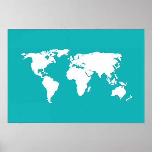 Poster carte du monde bleu (Devant)