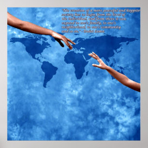 Poster Carte du monde bleu avec texte par Dalai lama