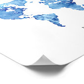 Poster Carte du monde bleue d'exploration à ne jamais ces (Coin)