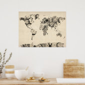 Poster Carte du Monde Carte des Anciennes Horloges (Cuisine)