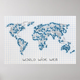 Poster Carte du monde Circuits électroniques de micropu