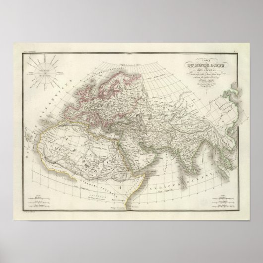 Poster Carte du Monde connu des anciens (Devant)