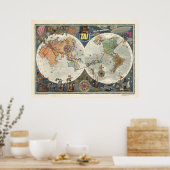 Poster Carte du monde d'Aeriens Internationaux (Cuisine)