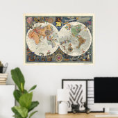Poster Carte du monde d'Aeriens Internationaux (Bureau à domicile)