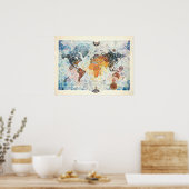 Poster Carte du monde d'Air Afrique (Cuisine)