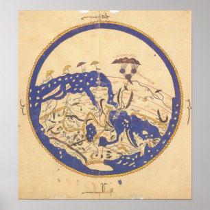 Poster Carte du monde d'Al-Idrisi
