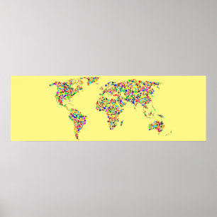 Poster Carte du monde dans le filtre de brouillard