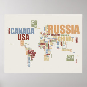 Poster Carte du monde dans les mots