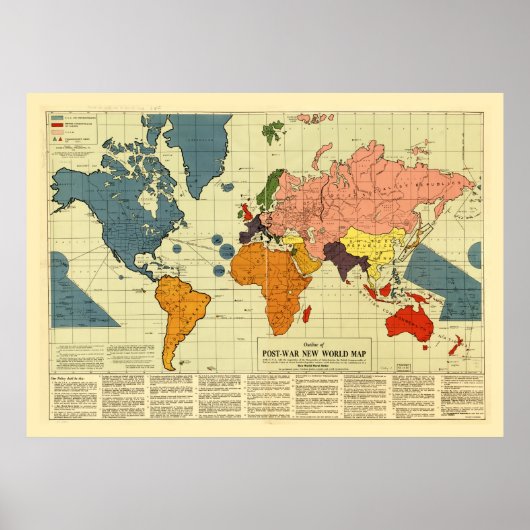 Poster Carte du monde d'après-guerre (1942) (Devant)