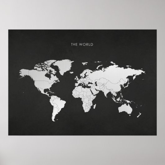 Poster Carte du monde d'argent (Devant)