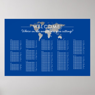Poster Carte du monde d'argent Carte de voyage Thème de s