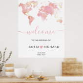 Poster Carte du monde de destination mariage Removable He (Cuisine)