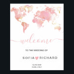 Poster Carte du monde de destination mariage Removable He<br><div class="desc">Mariage à la destination romantique ? Invitation vos invités avec cette belle Invitation avec carte du monde rose vif et votre destination personnalisée marquée avec le coeur mobile. Le coeur est amovible,  vous pouvez donc le placer partout où vous planifiez d'être votre mariage :)</div>
