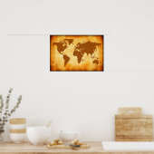 Poster Carte du monde de Grunge (Cuisine)