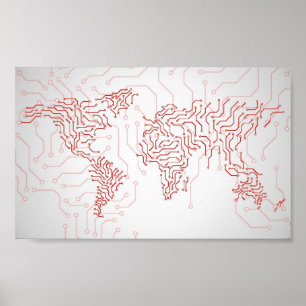 Poster Carte du monde de la carte de circuits