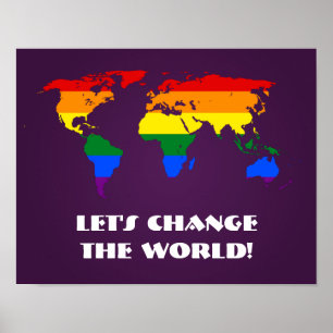 Poster Carte du monde de la fierté arc-en-ciel LGBT